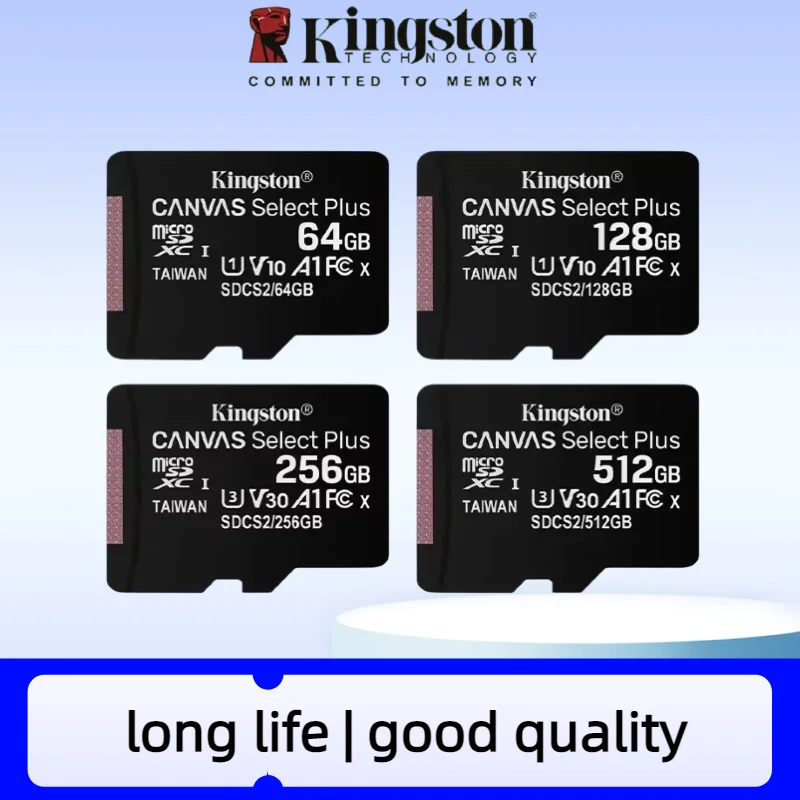 Kingston MicroSD TF Card 128GB 256GB 512GB Flash Memory Card A1 V10 Original Storage Micro SD Cards for Phone/Tablet/Switch