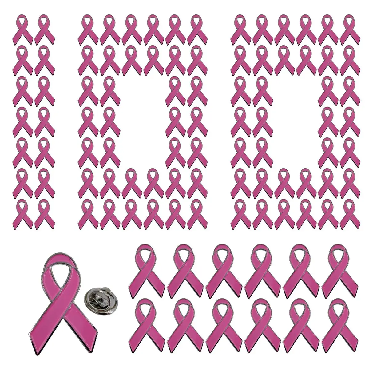 5/10/50/100 Stück Brustkrebs-Bewusstseins-Anstecknadeln Offizielle Rosa Schleife Reversnadeln Broschen für Frauen – Detail 8