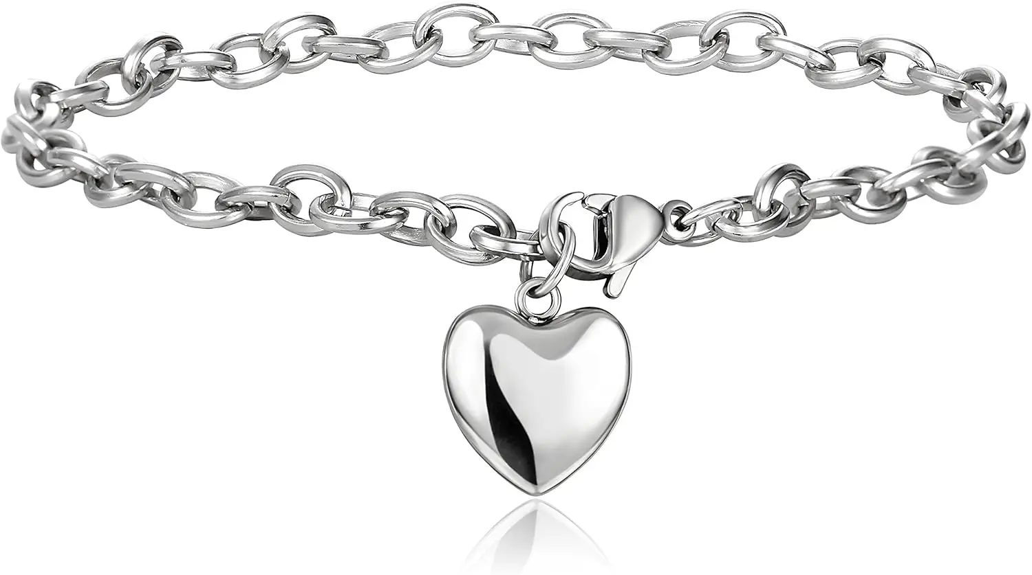 

Jewelry Women's Heart Charm Bracelets Stainless Steel Link Bracelet Birthday Gifts for Women Jewelry