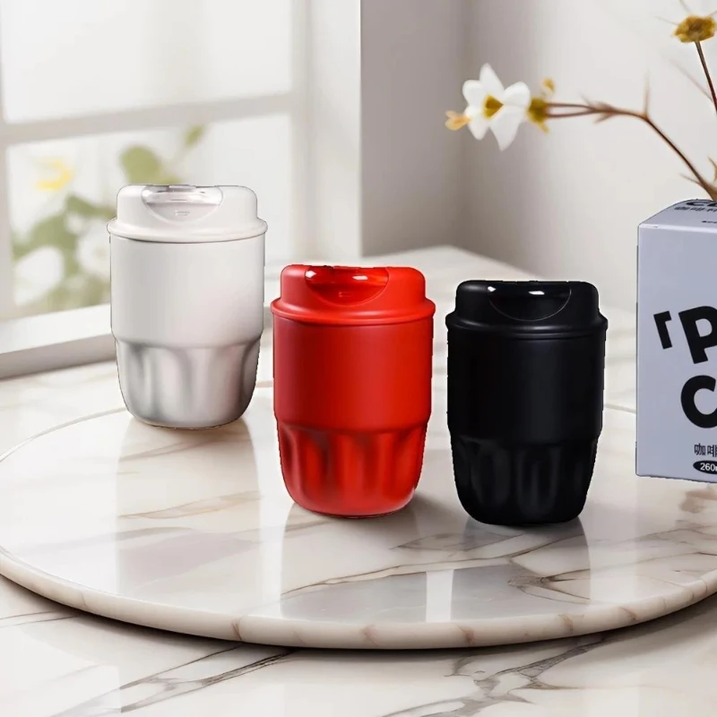 

Изолированная кофейная чашка из нержавеющей стали 316, 260 мл, крышка с защитой от разливов, дорожная кофейная кружка, термос, портативная чашка для льда, офисное использование