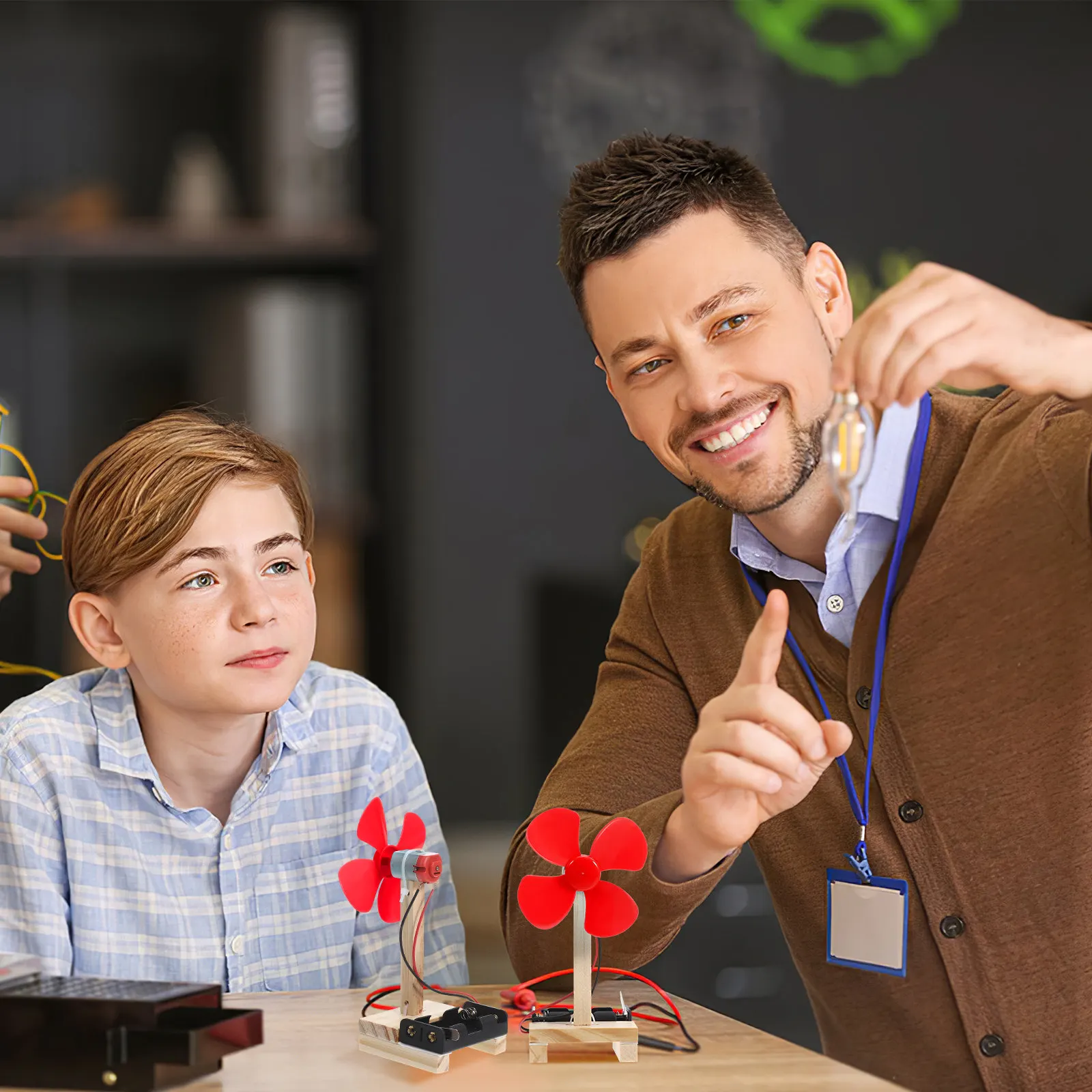 

6 наборов деревянных конструкторов для сборки электрического вентилятора, набор для научных экспериментов, учебные пособия для класса, творческие материалы для детей