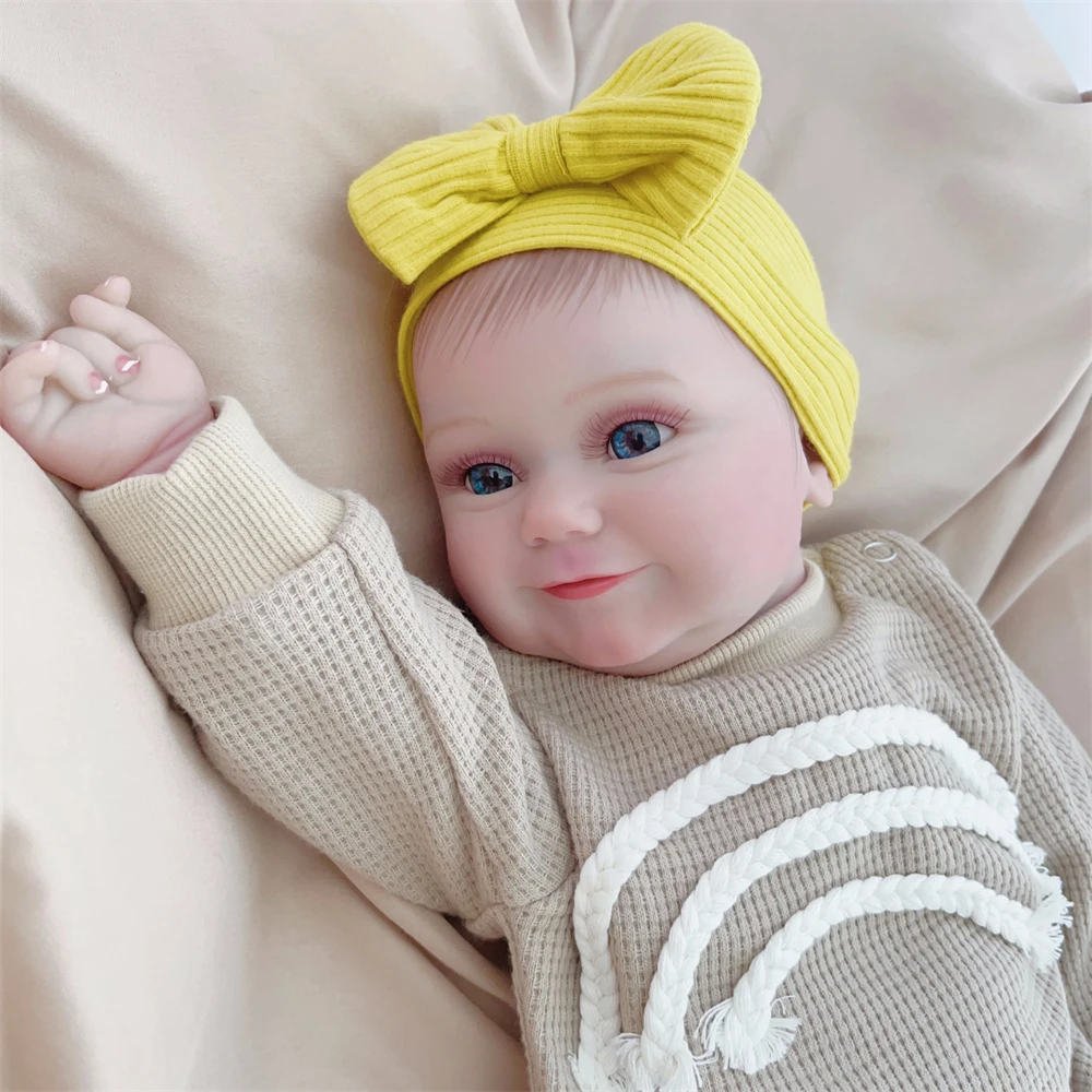 Risbecko Realistic 20 inches 51 cm Reborn baby girl doll soft full body silicone vinyl cute baby 3D hand-painted Christmas gift