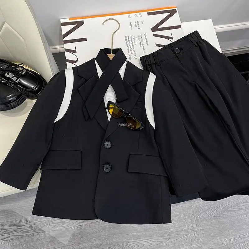 Children Wedding Dress Baby Boys Birthday Dress Prince Kids Jacket Pant 2PCS  Photograph Suit Flower Boys Tuxedo Korea Costume