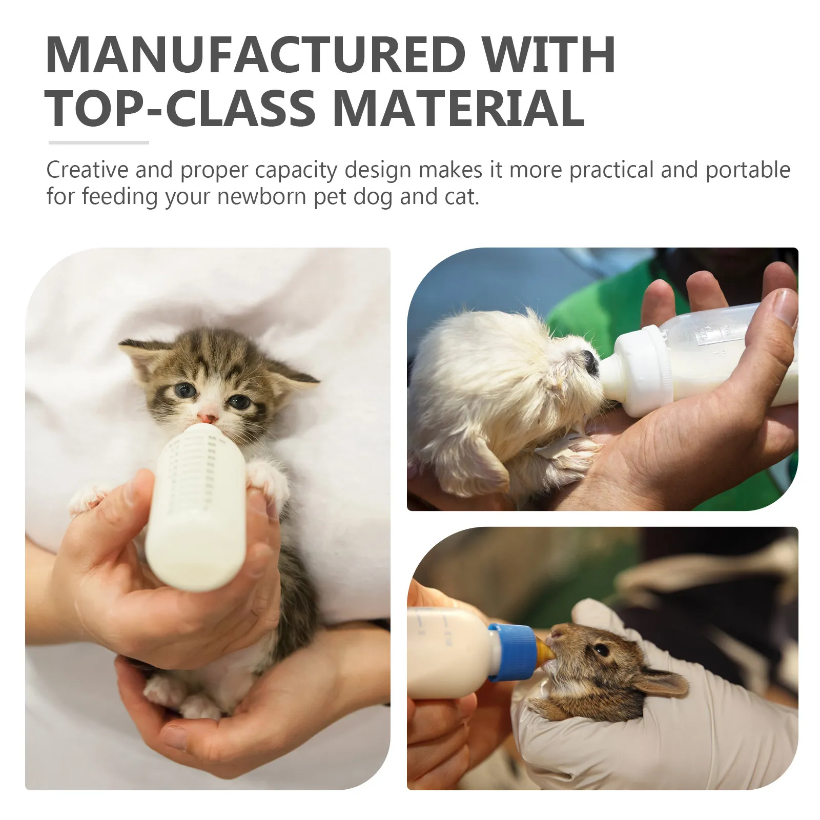 5Sets Pet Feeding Bottles for Small Animals Puppy Kitten Pets Bpa-Free Safe Material Measuring Scale Design Complete