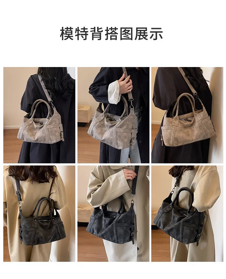 Retro Design PU Skórzane torby na ramię dla kobiet 2025 NOWOŚĆ Koreańska moda Duża torba pod pachę Kobiece torby crossbody Torebki bolso sacs — zdjęcie 3