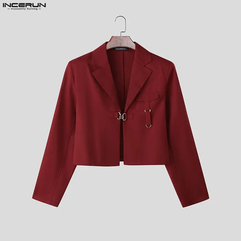 

INCERUN мужской пиджак однотонный с лацканами с длинным рукавом на одной пуговице повседневный костюм мужская уличная одежда свободные элегантные модные мужские тонкие пальто