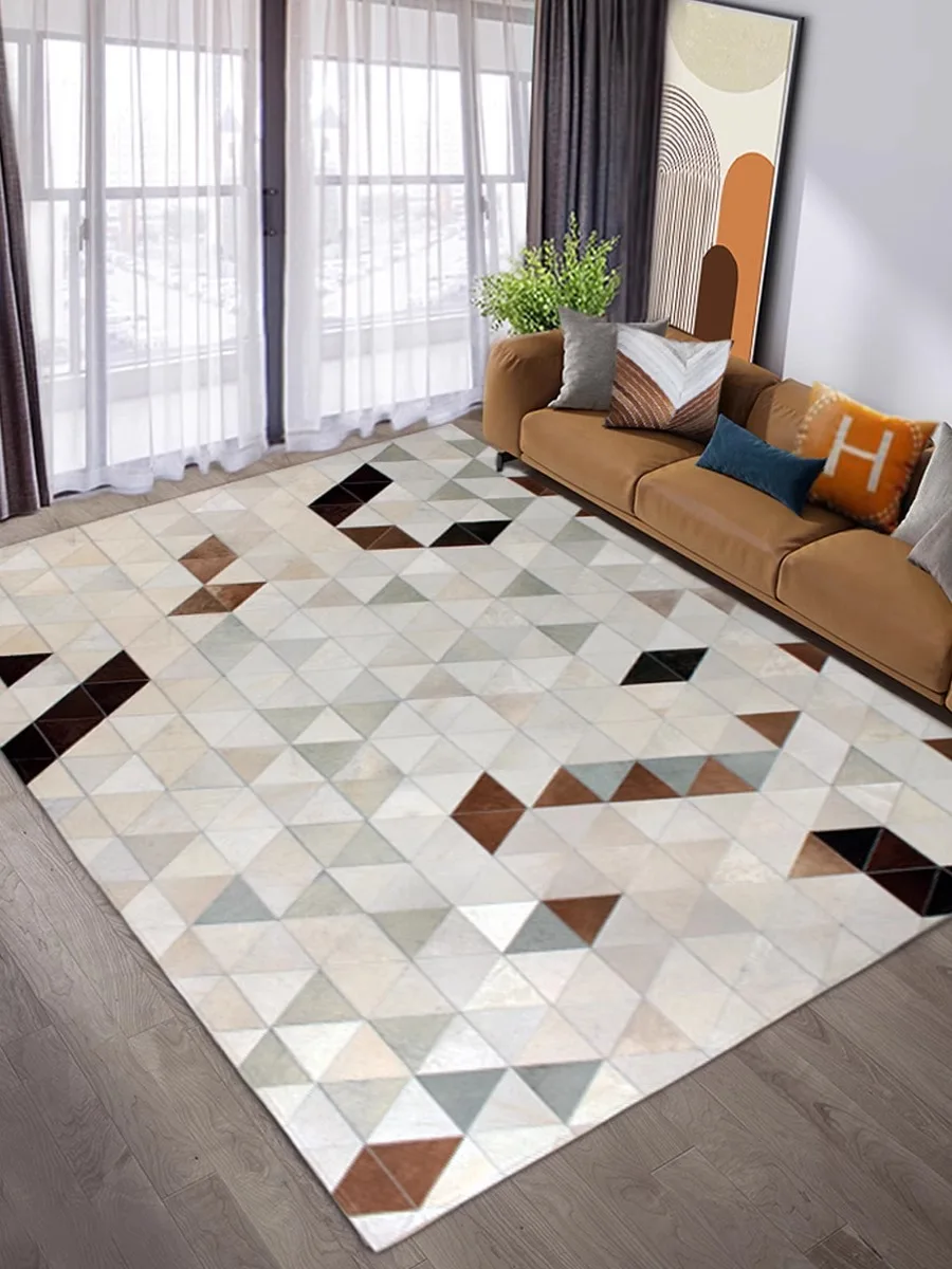 

American Style Real Cowhide Patchwork Rug Big Size Customize Genuine Natural Cow Skin Carpet Living Room Bedroom Decorative Mat