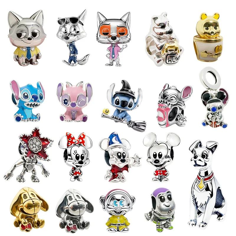 

Оригинальные бусины-шармы, шармы Disney Zootopia Nick Wilde и шармы Disney Mickey Mouse, подходят для браслетов-подвесок, женские украшения, подарок.