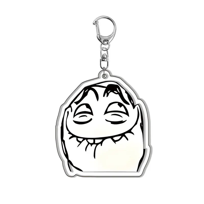 Funny Troll Face Keychains No Me Gusta Rage Forever Alone Pendant Key Chain Acrylic Keyring Bags Car Charm Comic Fans Gift image 4