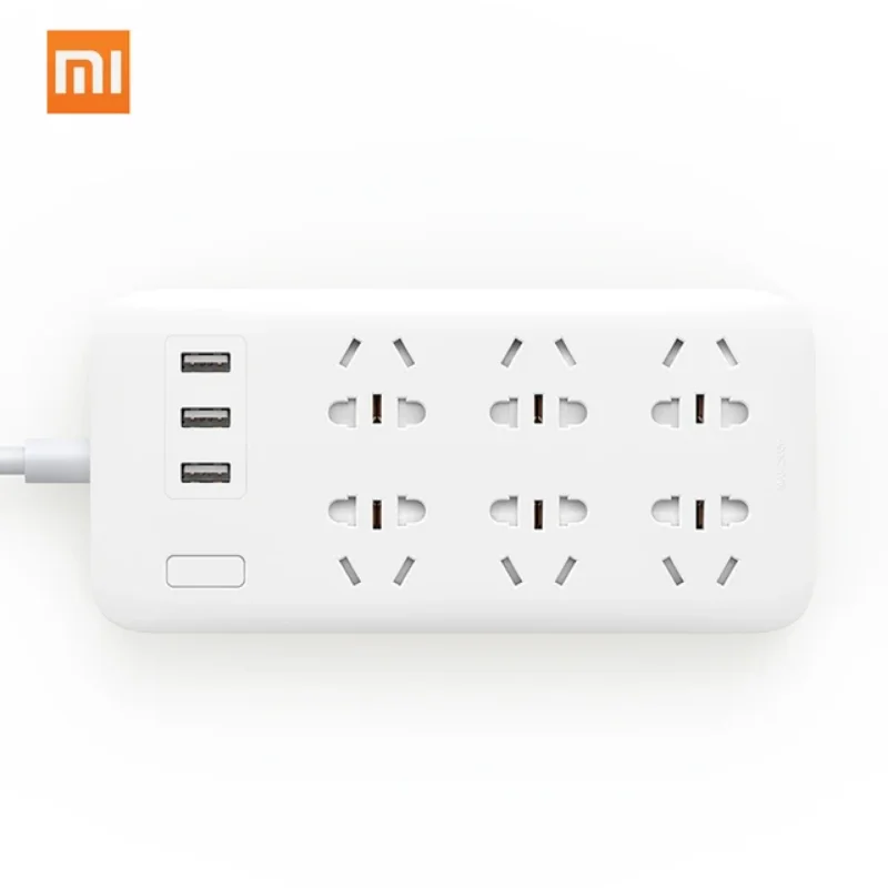 Oryginalny listwy zasilające Xiaomi Mijia 3 2A szybkie ładowanie portów USB + 3 gniazda 6 gniazd od Xiaom MI Home czarny z adapterem