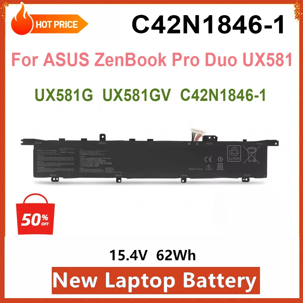 

NEW C42N1846-1 Laptop Battery for Asus ZenBook Pro Duo UX581GV Duo Pro UX581G Pro Duo UX581GV 0B200-03490000 UX5000GVL UX5000G