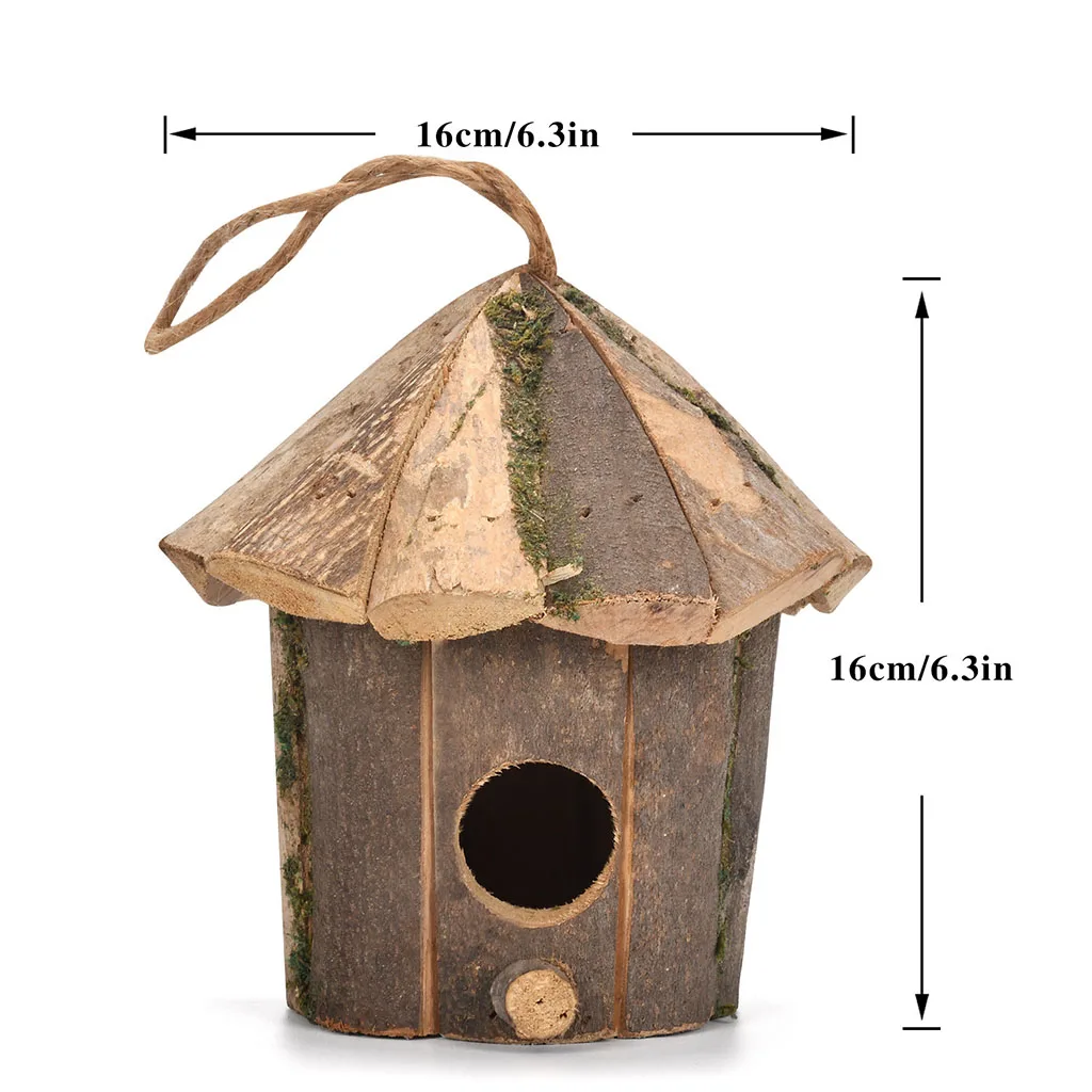 Wooden Birdhouse Resting Place for Birds Decor Mini Handcrafted Hummingbird House for Home