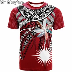 Custom 3D Print Marshall Islands Hawaii T-Shirt Polynesian Fanciful Forest Red Color Tshirt Men Women Streetwear Unisex Tee Tops