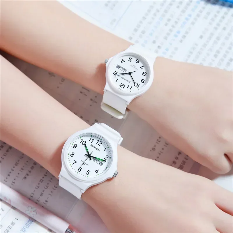 SANDA Fashion Lovers Watch Men Women Elegant Quartz Watches Shock Water Resistant Matching Wristwatch School Boys Girls A6060