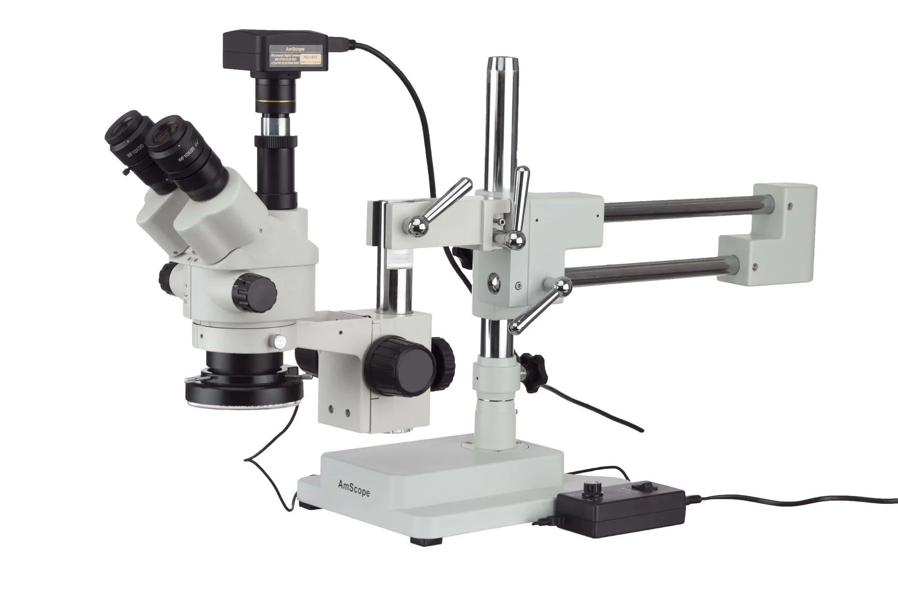 AmScope-microscopio con Zoom estéreo simul-focal, soporte de brazo con anillo de luz LED, 3.5X-90X, o envío desde Moscú