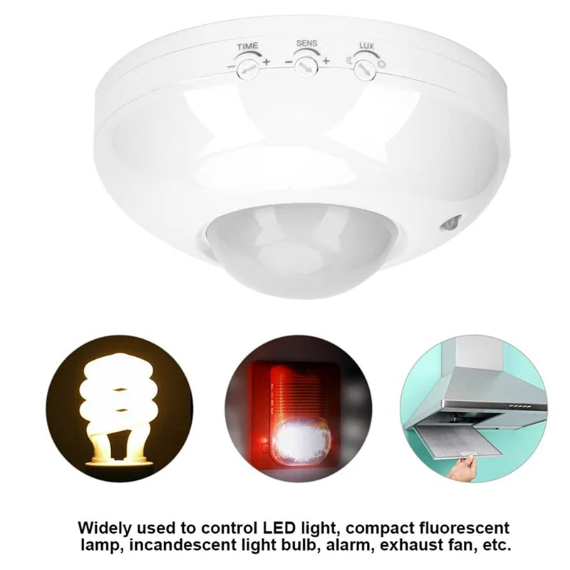 B48A 3X Rilevatore di movimento Luce a LED Rilevatore di movimento umano a infrarossi Installazione a soffitto da 360 gradi Corridoio Soffitto del bagno