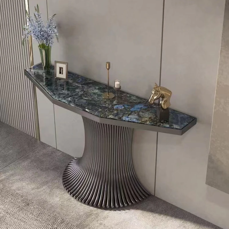 

Entrance table, Italian marble, simple living room, stainless steel against the wall