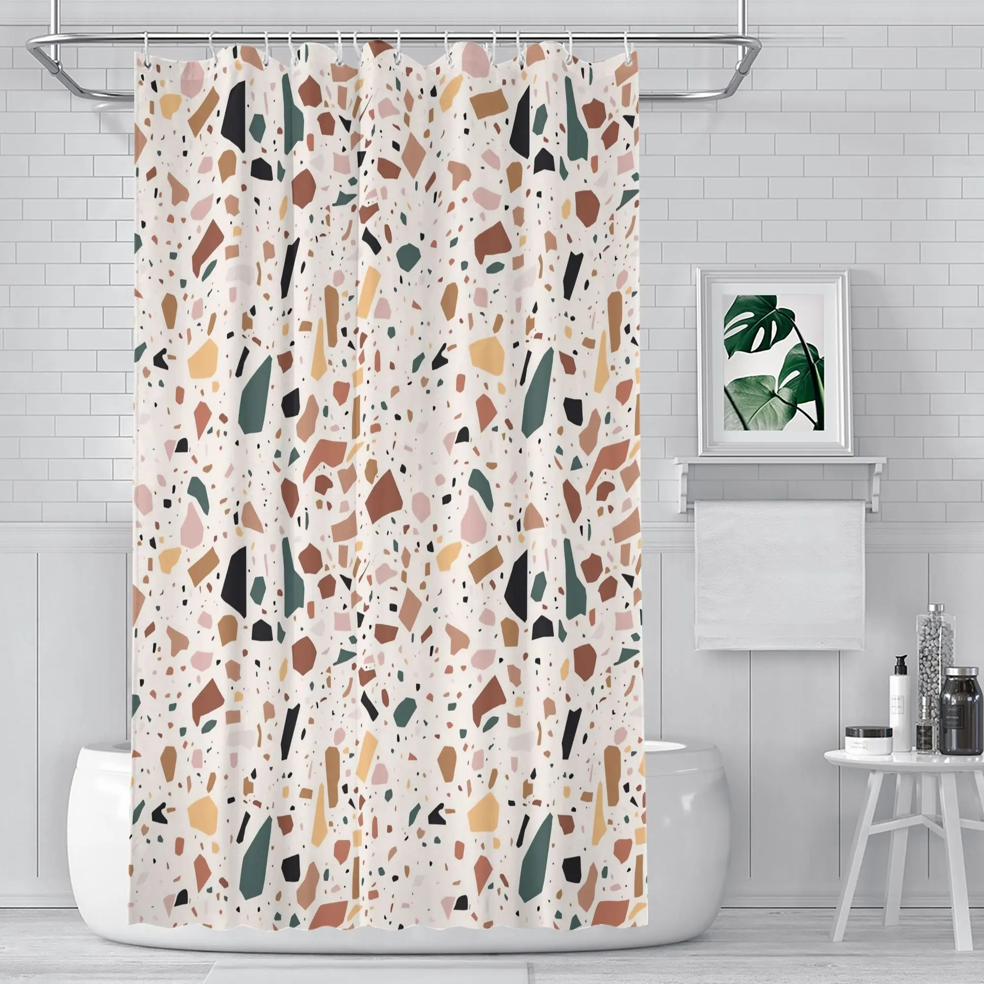 

Terrazzo Pattern Seasonal Shower Curtain for Holiday or Themed Decor - Instantly Sets the Mood for Special Times