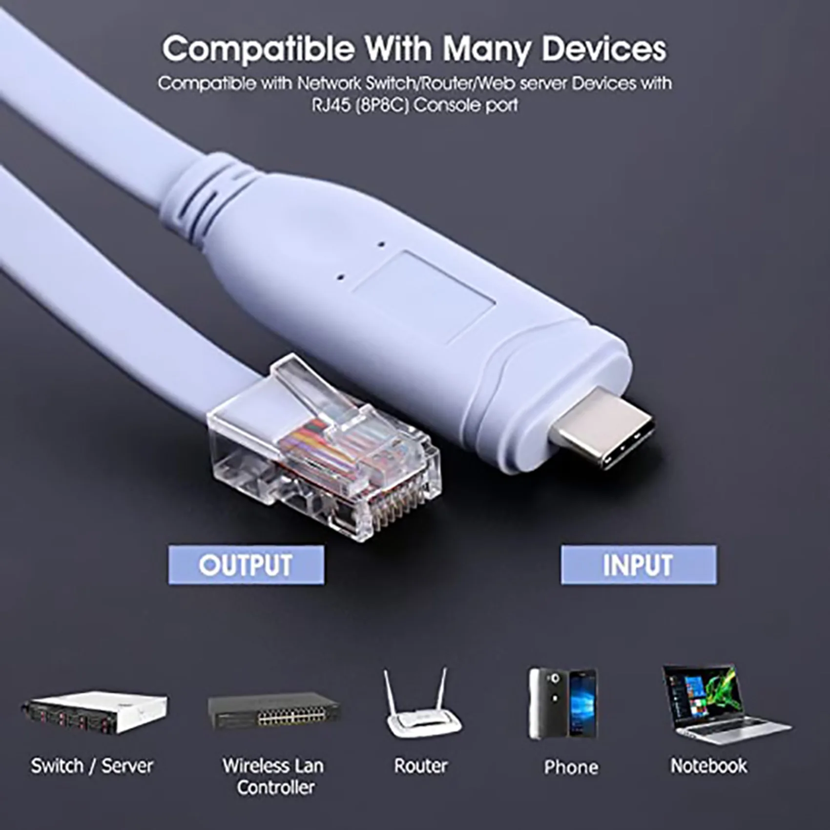 

USB TO Type C Console Configuration Cable Type C to RJ45 Serial Router Debugging Cable