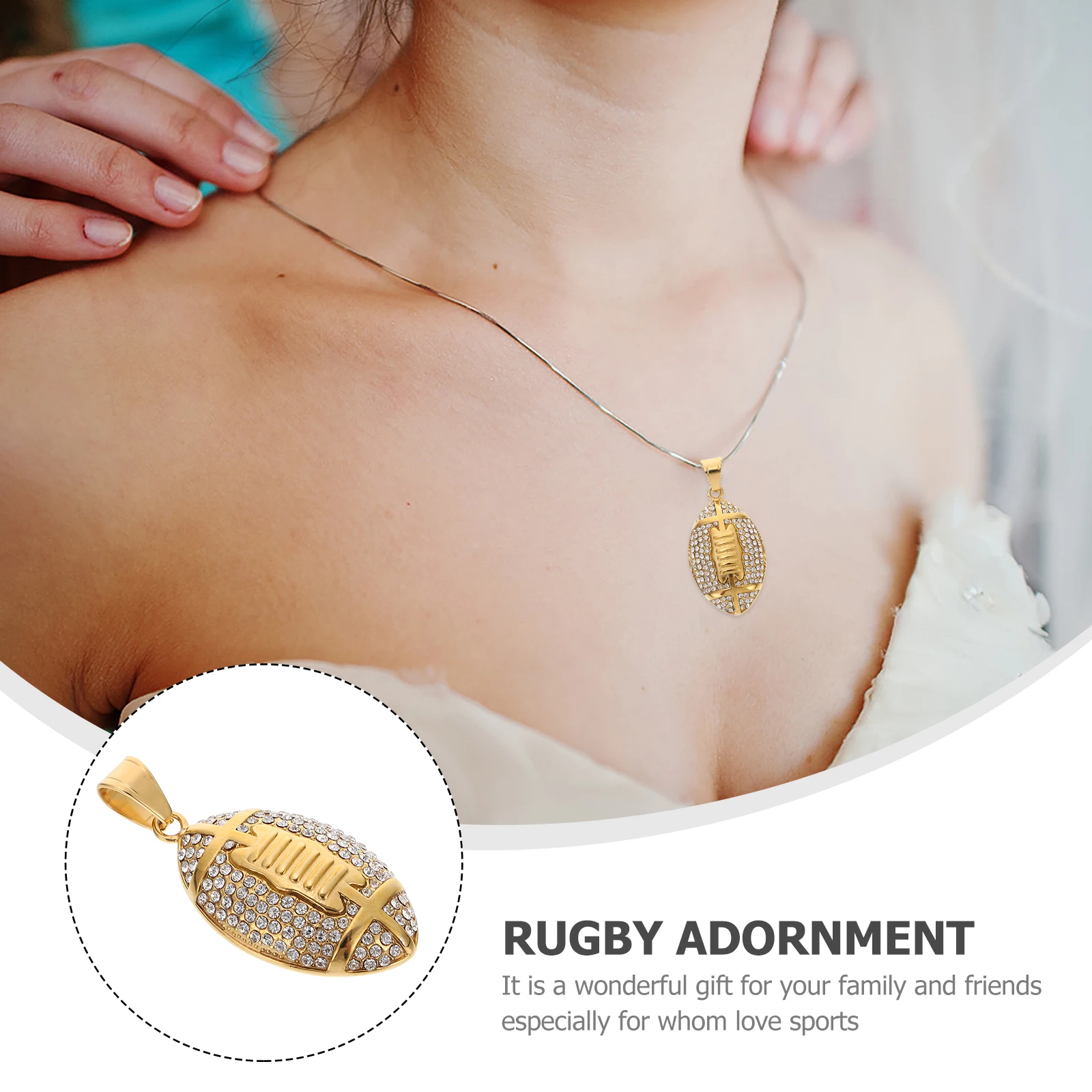 

Rugby Pendant Necklace Men DIY Charm Hip hop Jewelry Decorations Adornment Titanium Steel Lightweight Compact Size Perfect Gifts