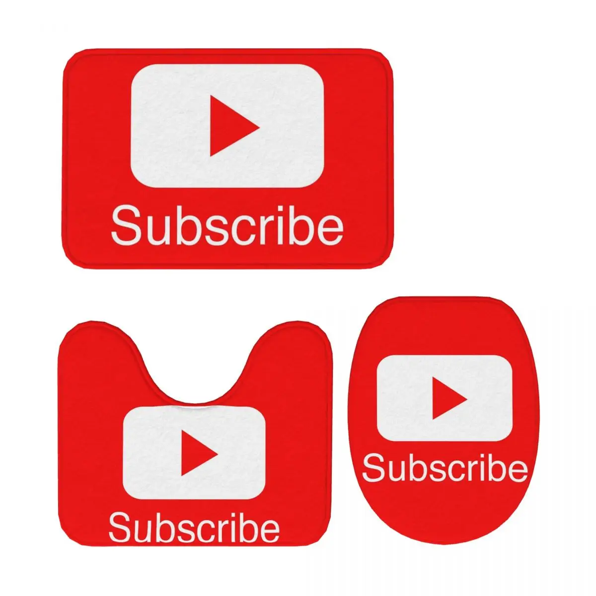 أنت أنبوب الاشتراك اللعب زر فيديو 3 قطعة حمام حصيرة الحمام مجموعة غطاء المرحاض غطاء ديكور المنزل عدم الانزلاق السجاد سجادة أرضية #1