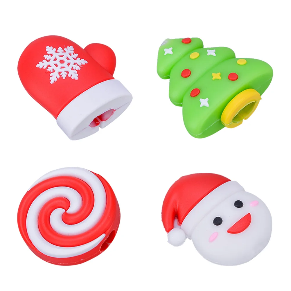 

4 Pcs Data Cable Protective Sleeve Earphone Protection Cover Winder Case Chrsitmas Protector Christmas