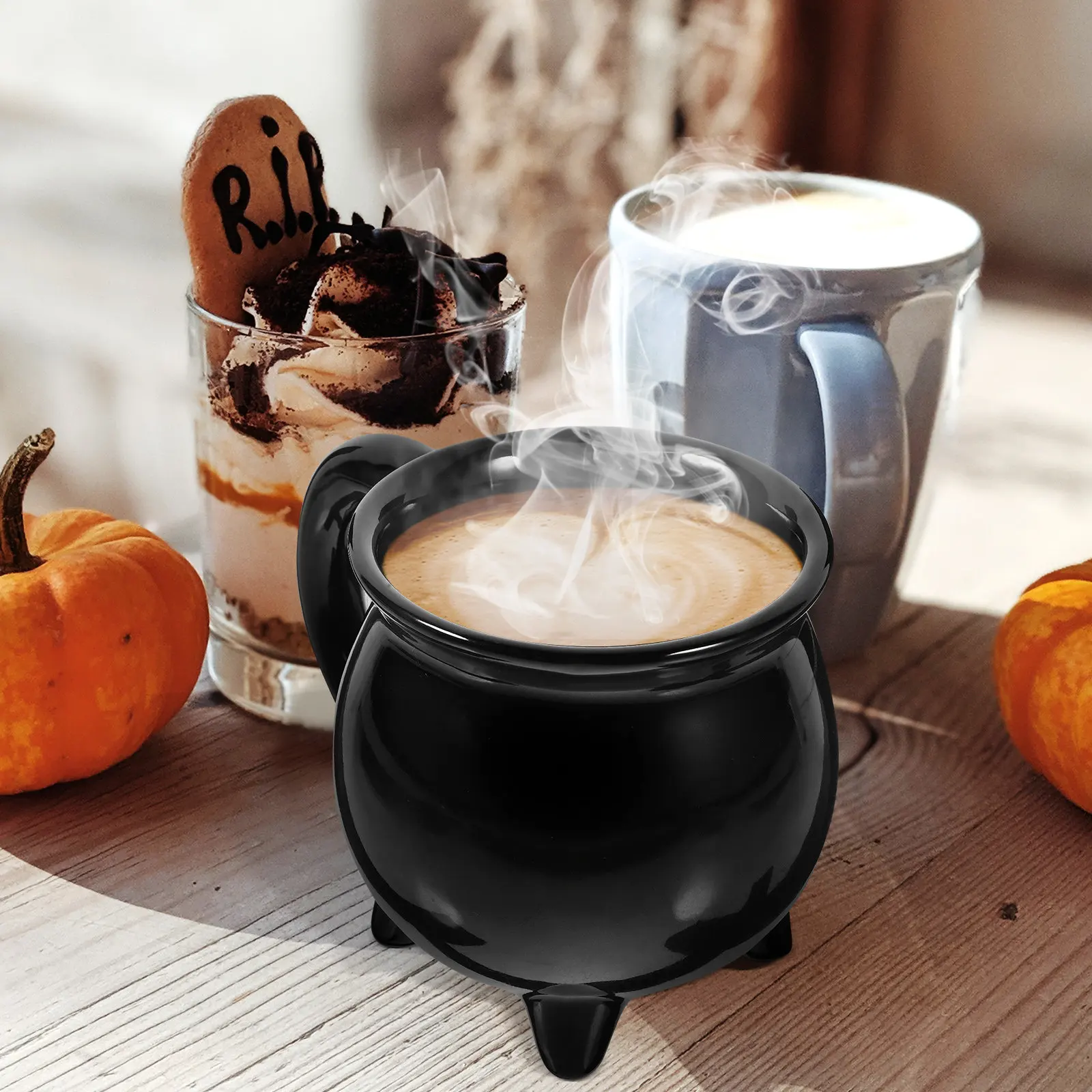 

Ceramic Cauldron Mug Witch Themed Fat Design Drinking Cup for Adults Coffee Hot Chocolate Milk Soda Water Cocktail Serving Decor
