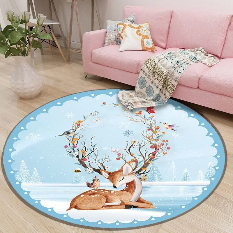 

Cartoon Circular Carpet Living Room Coffee Table Bedroom Bedside Carpet Round Carpet Hanging Basket Swivel Chair Household Use