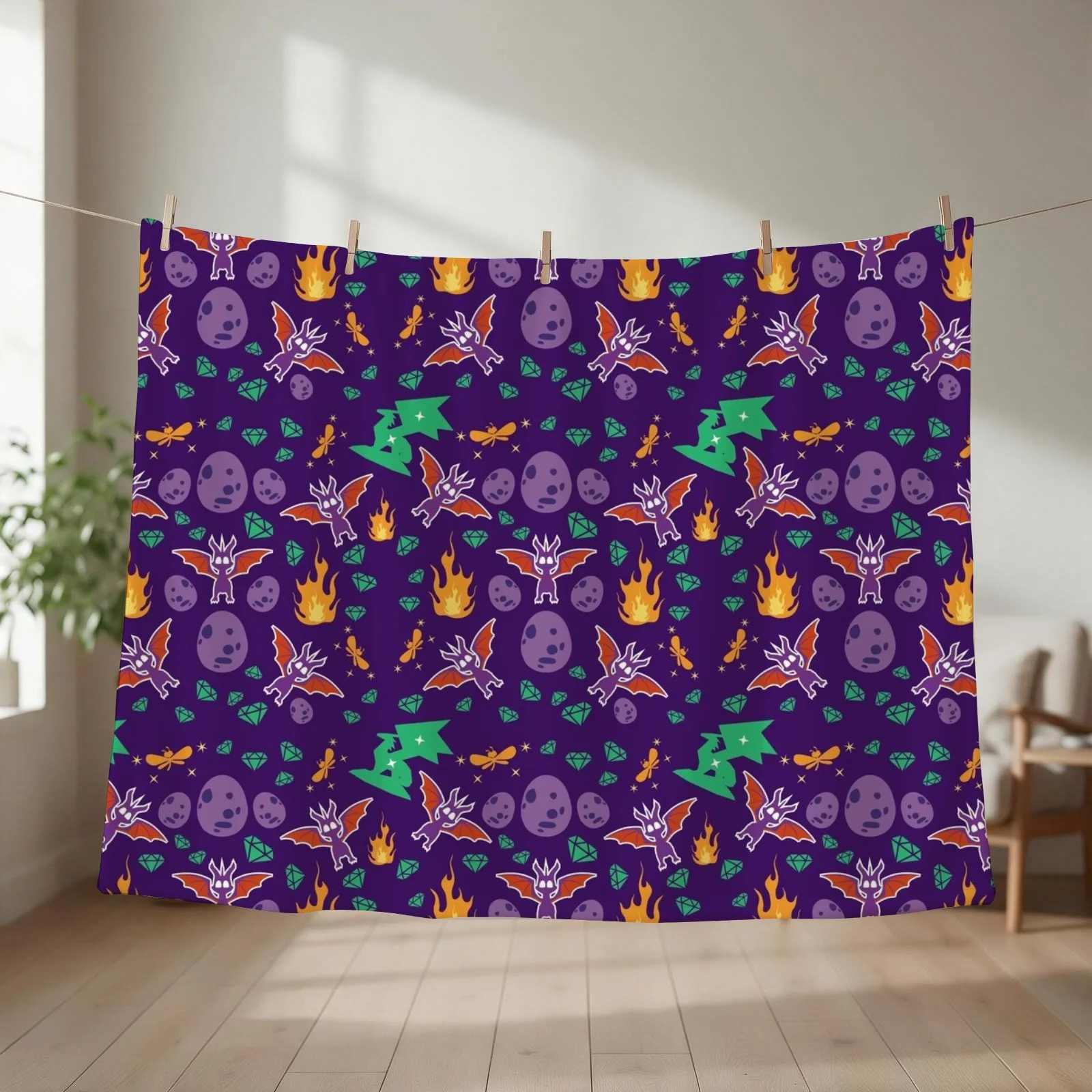 Spyro Pattern Throw Blanket couch cozy soft plush fuzzy picnic outdoor blanket