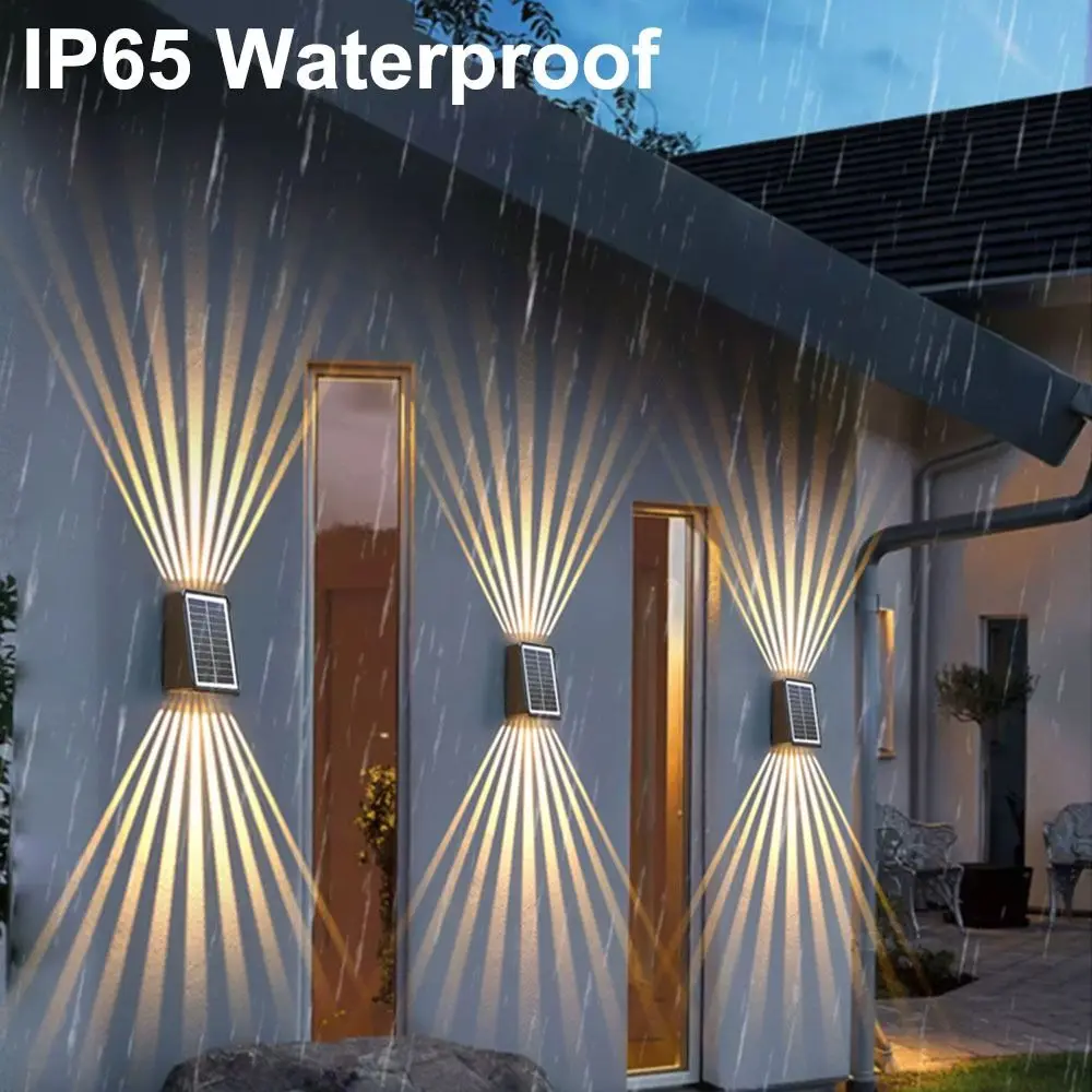 Automatic Lighting Solar Wall Lamp IP65 Waterproof Energy Saving Outdoor Solar LED Light Easy To Install Up and Down