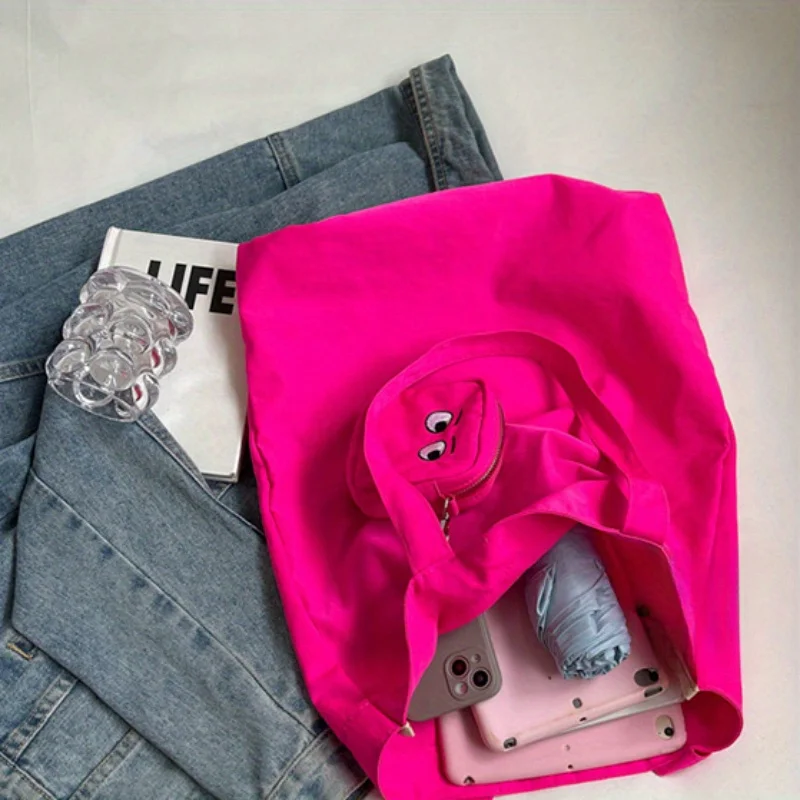 High Color Value Fshion Trend Embroidery Color Cloth Bag Cute Foldable Storage Bag Daily Casual  All-Match Shoulder Bag - view 5