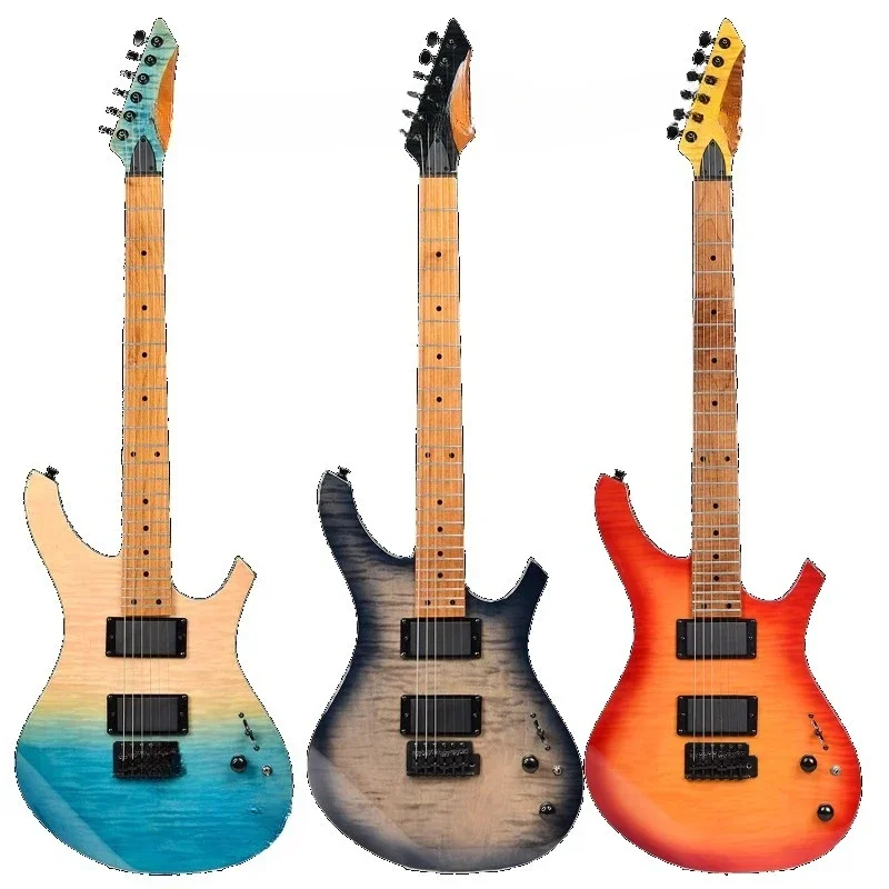 Popular Grilled Maple High Quality Stainless Steel Round Wood Electric Guitar Playing Guitar