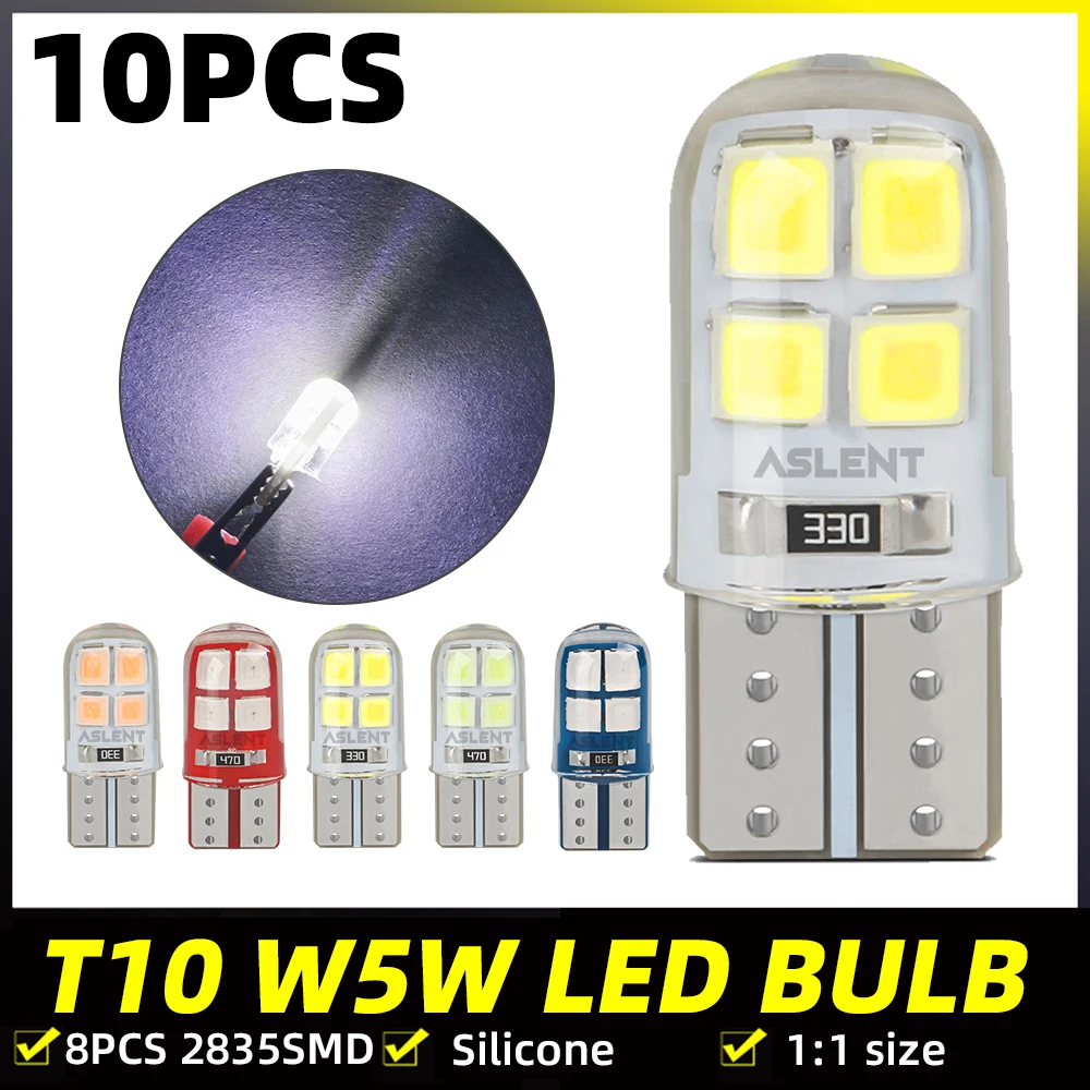 10 шт. мини-силиконовый светодиодный автомобильный светильник 12 В T10 W5W клиновые фонари для номерного знака, лампа для чтения, сигнальная лампа, габаритный свет 2835 8SMD 10 шт. мини-силиконовый светодиодный автомобильный светильник 12 В T10 W5W клиновые фонари для номерного знака, лампа для чтения, сигнальная лампа, габаритный свет 2835 8SMD