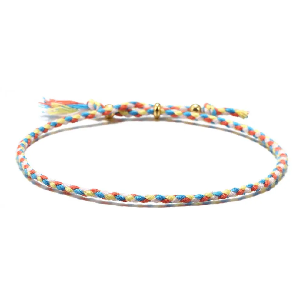 Korean Bohemia Copper Bead Girls Colorful For Women Polyester Thread Fashion Accessories Woven Bracelet Braid Hand Rope