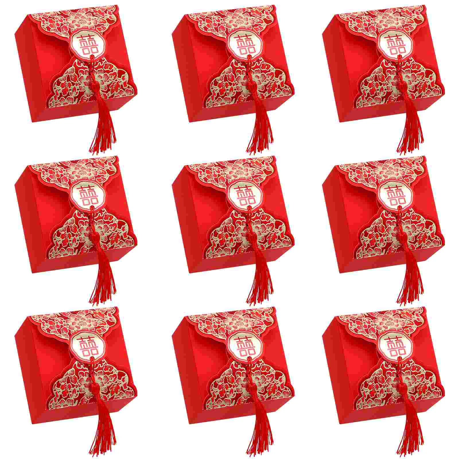 Asian Gift Box Chinoiserie Decor Candy Storage Case Red Portable Container Birthday Decoration for Girl