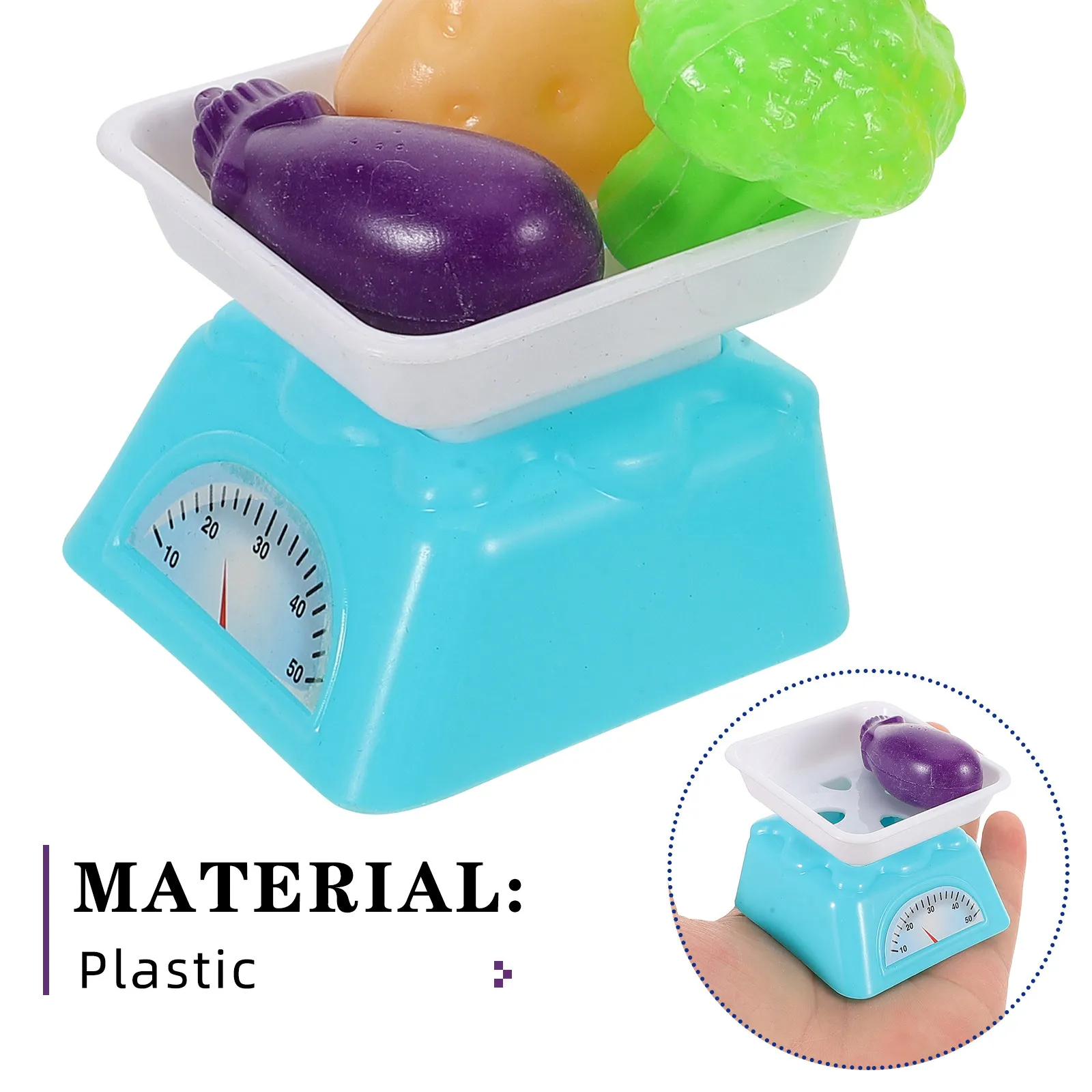 1Set Mini Kitchen Pretend Play Set Realistic Fruits Vegetables Weighing Scale Vibrant Colors Social Skills Development Grocery
