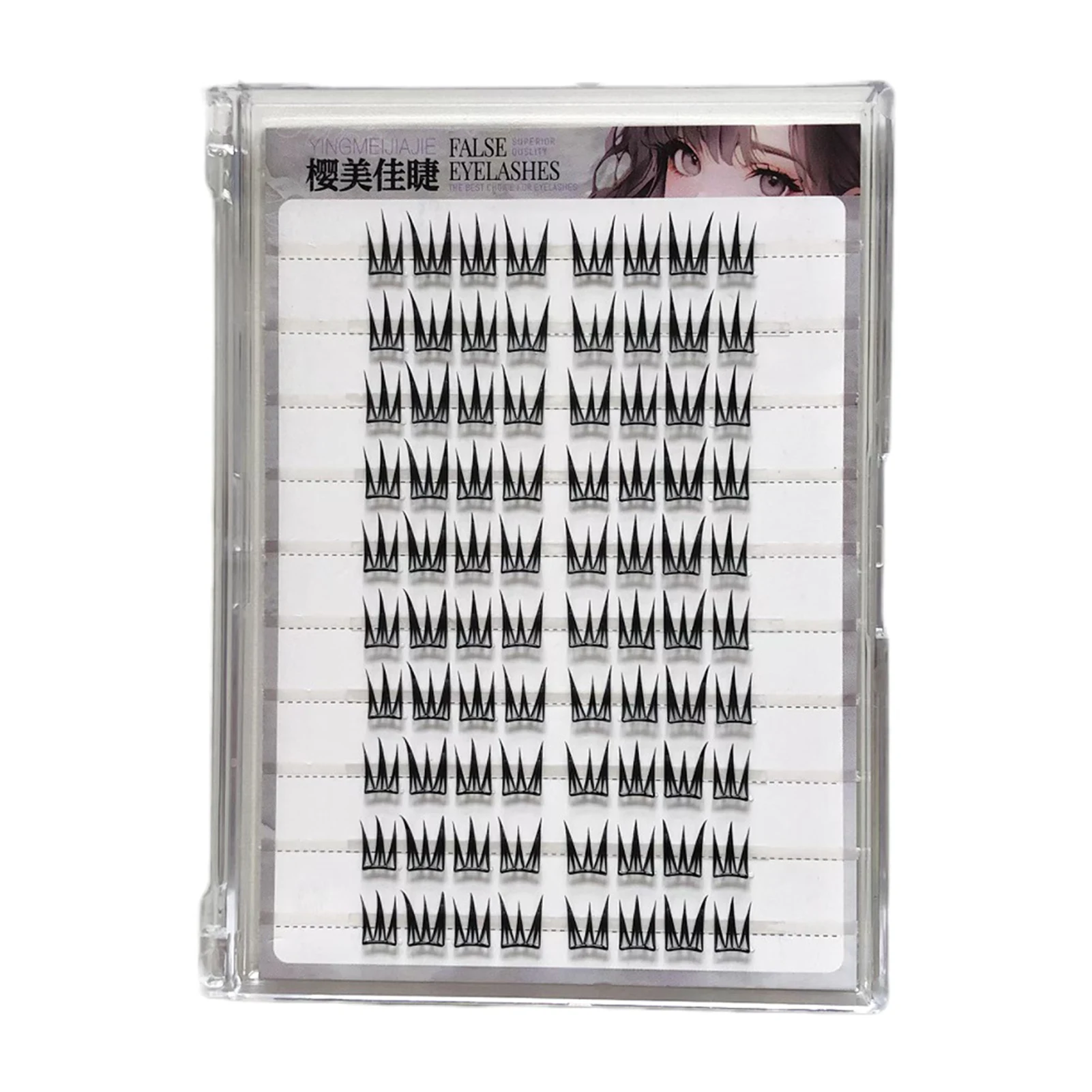 جديد دمية الرموش الصناعية على شكل حرف V الصليب رقيق الألياف الطبيعية مجعد الرموش الفردية مجموعات لاش تمديد رموش هزلية