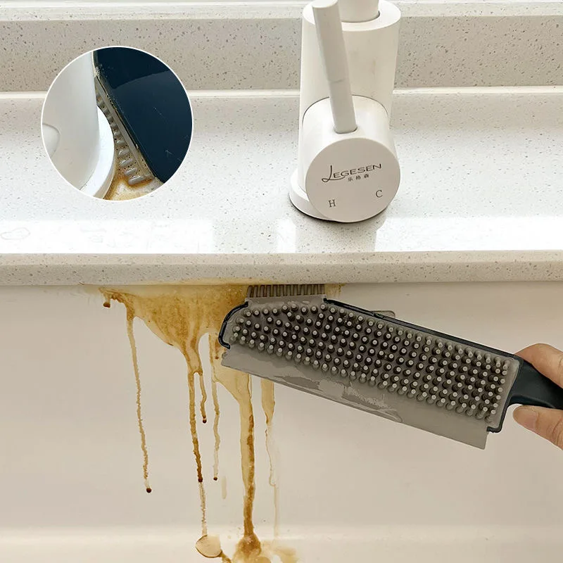 3-in-1-Silikonbürste zum Reinigen, Schrubben, Badezimmer, Küche, Arbeitsplatte, Bürste, Silikonschaber, Reinigungsmittel
