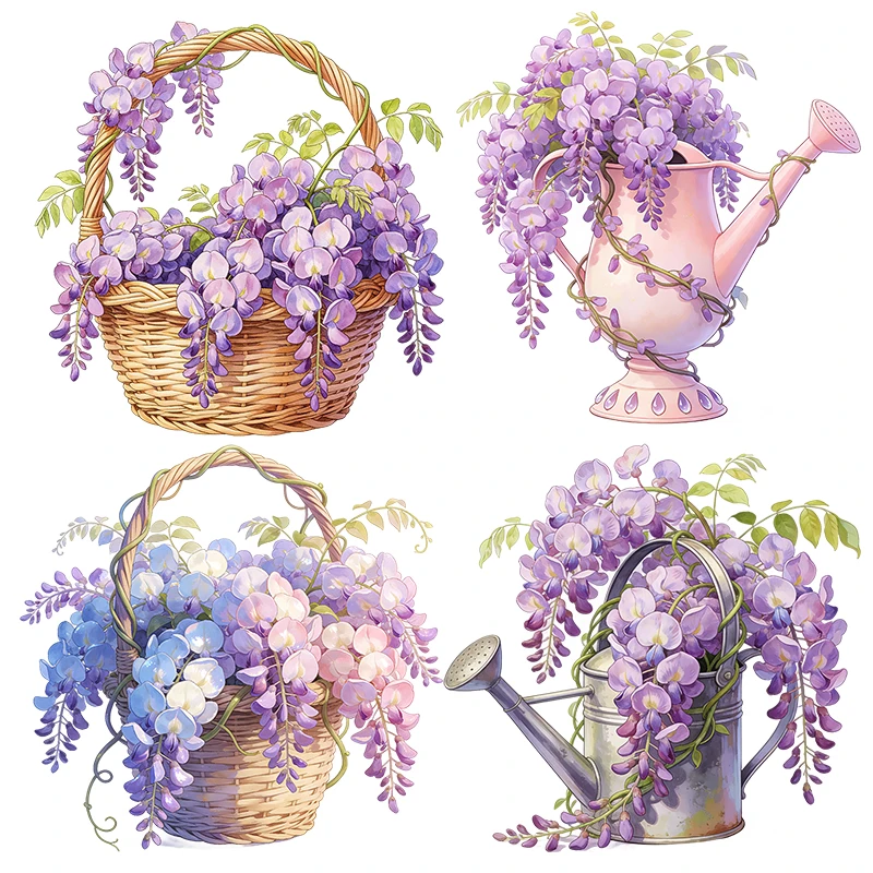 Three Ratels CEE244 Beautiful wisteria flowers Wall stickers for home decoration Toilet decal PVC waterproof self-adhesive