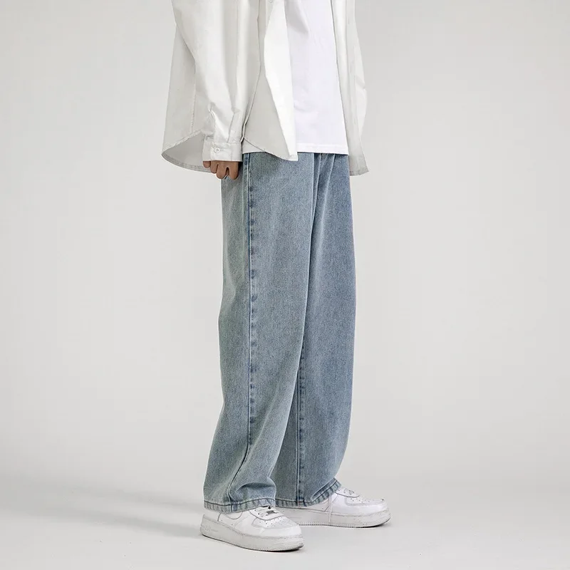 

Korean Fashion Korean Fashion Men's Baggy Jeans Classic Unisex Man Straight Wide-leg Pants Hip Hop Denim Trousers