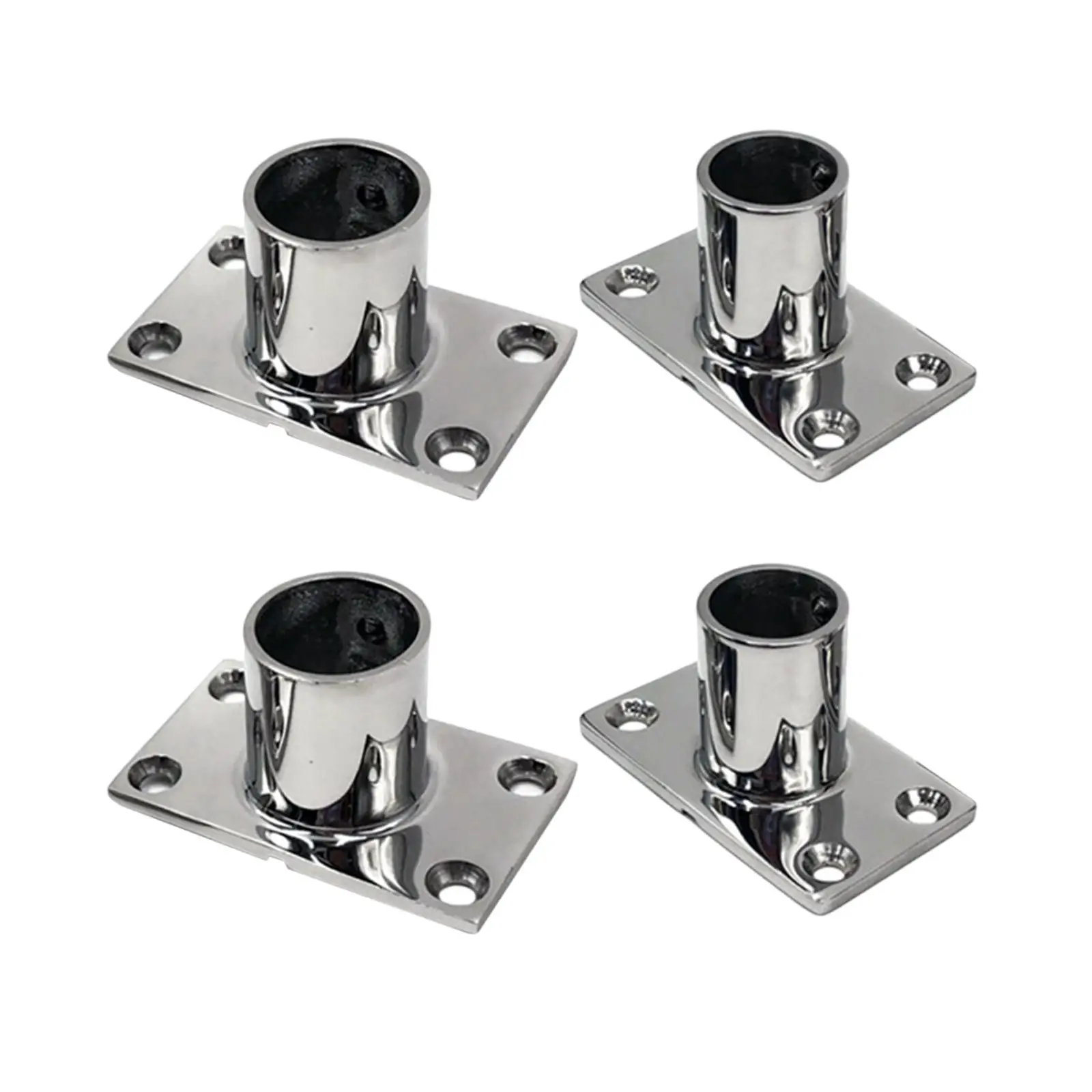 4 Pieces Boat Hand Rail Base Sturdy Rectangular Base Heavy Duty for 7/8 inch or 1 inch Tube Marine Hardware 90 Degree Tube Base