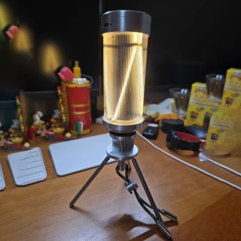 Novelty LED Night Light Camping Decoration Atmosphere Lamp Rechargeable Ailvery Aluminium For Outdoor Bedroom Table Creative