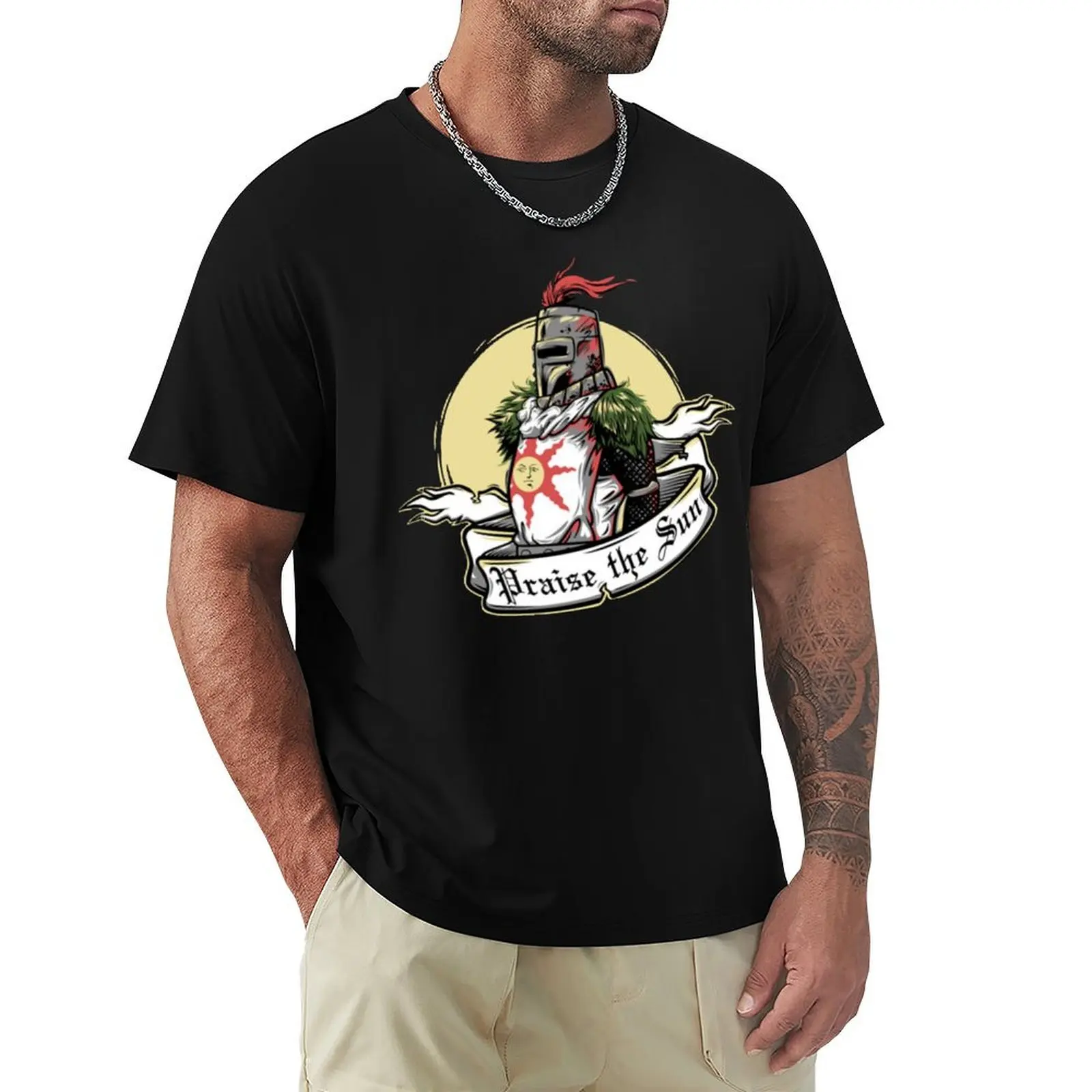 Praise the Sun T-Shirt Vintage Print Crew Neck Tee