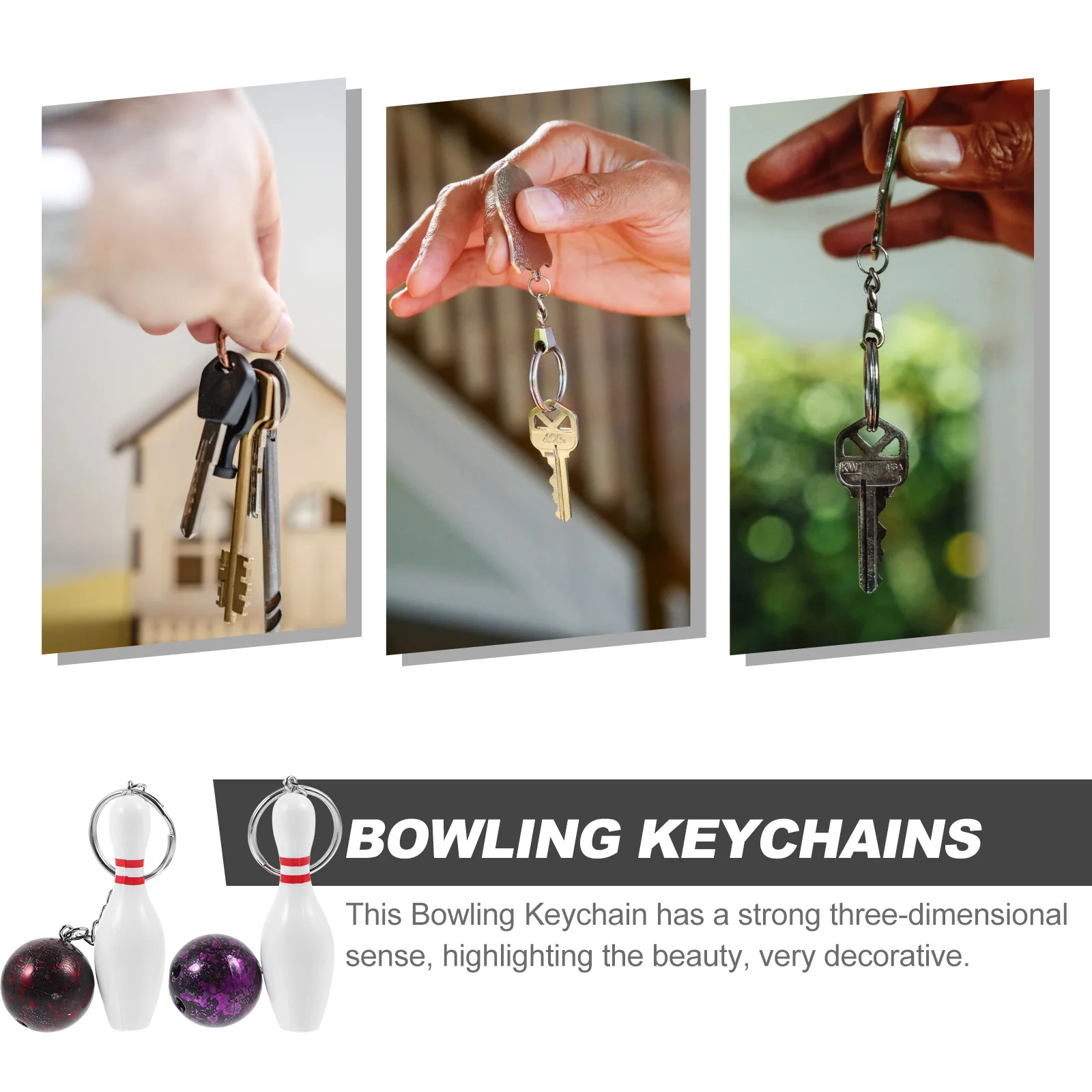 

4 Pcs Decorations Bowling Keychain Design Keychains Delicate Shape Adorable