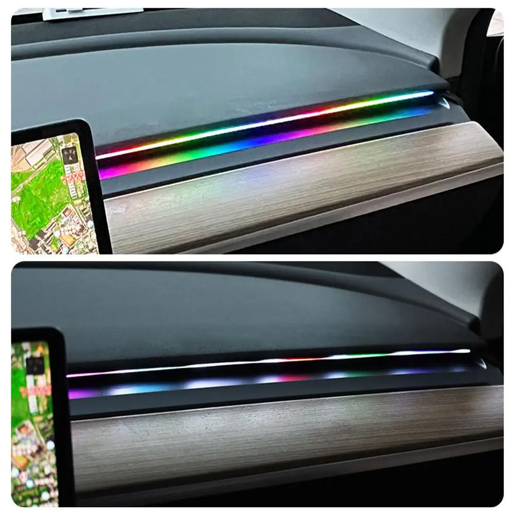 64 لون سيارة LED المحيطة شرائط مصباح USB الاكريليك RGB 43.3in تصميم عن بعد APP التحكم المخفية الداخلية ضوء الغلاف الجوي لام Y7V6