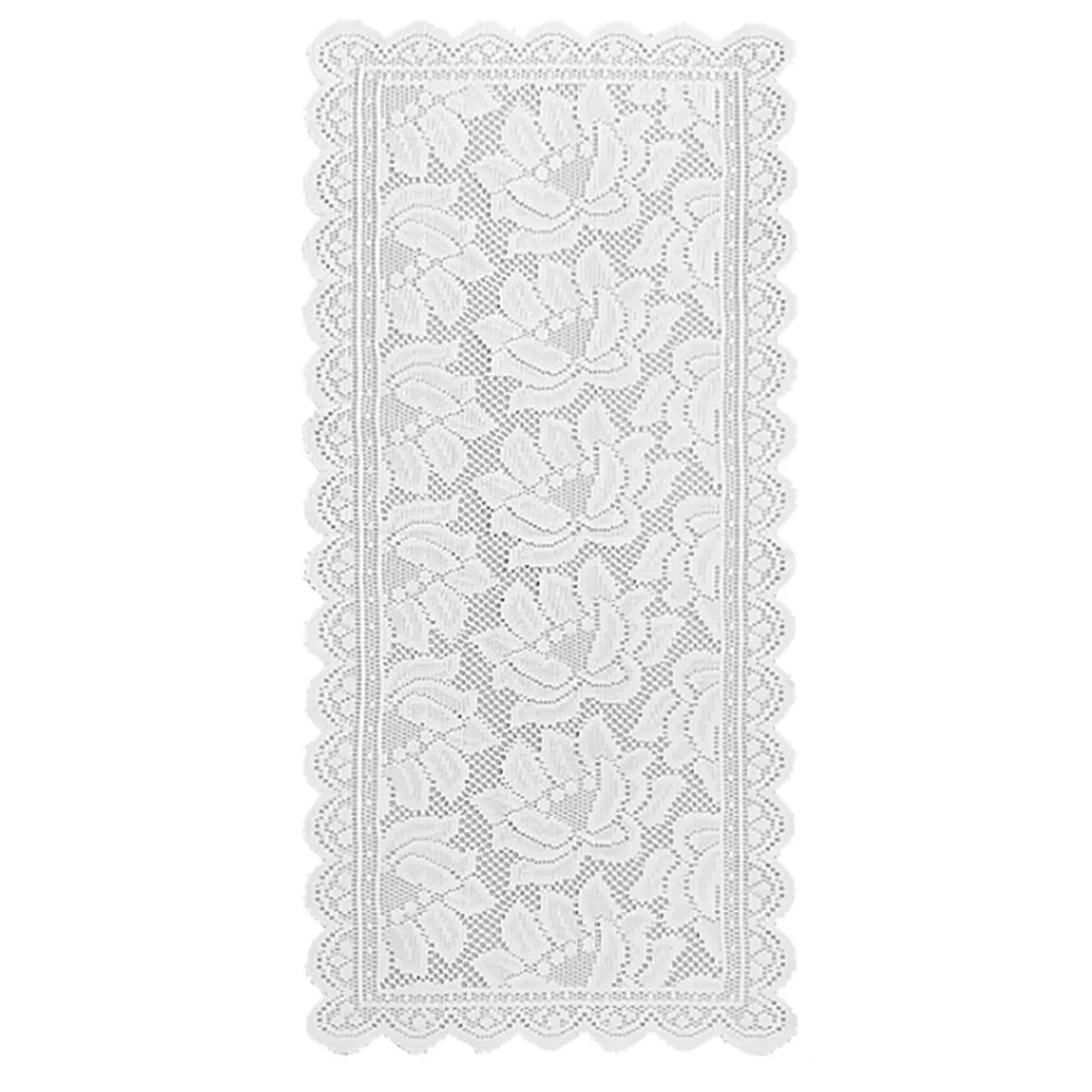White Lace Tablecloth for Coffee Tables Decorative Cover for Living Room Furniture 43x93cm Polyester Elegant Table Protector