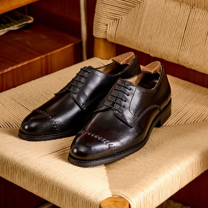 

Men Derby Shoes Genuine Leather Solid Color Professional Classic Comfortable Business Men