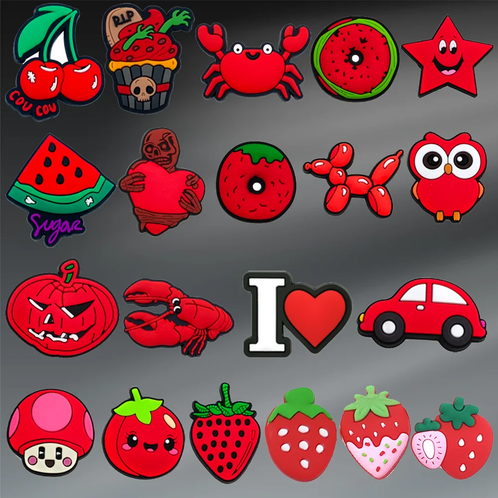 

1pc Cute Red Strawberry Tomato PVC Shoe Charms Accessories Shoe Decorations Sandals Pins DIY Kids Women boy gifts