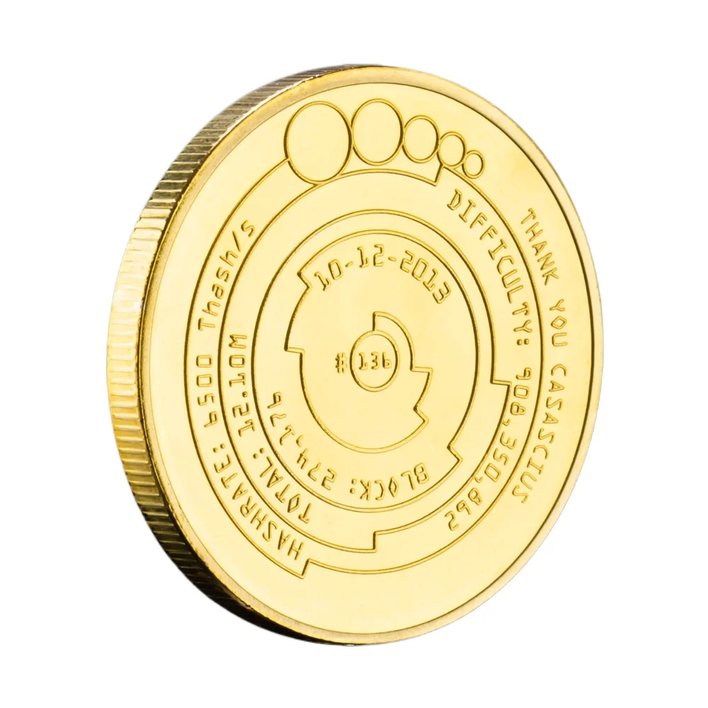 Bitcoin Collectible Gift Golden Plated Souvenir Coin Cryptocurrency Thank You Casascius Collection Coins