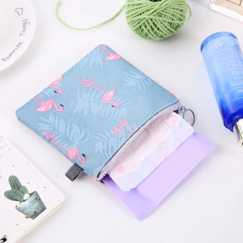 Women Portable Sanitary Napkin Tampon Storage Bag Cosmetic Bag Travel Coin Money Card Key Headphone Data Cable Storage Bag 13CM